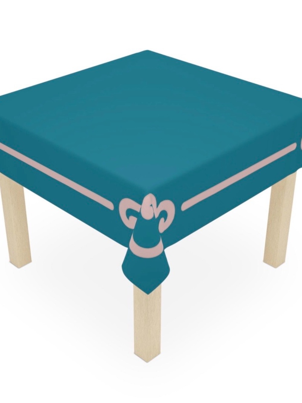 Teal Tablecloth with Pink Trim Accent